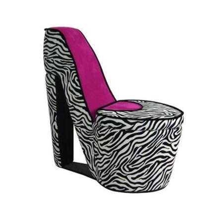 ORE INTERNATIONAL ORE International HB4258R Pink Zebra Prints High Heel Storage Chair HB4258R